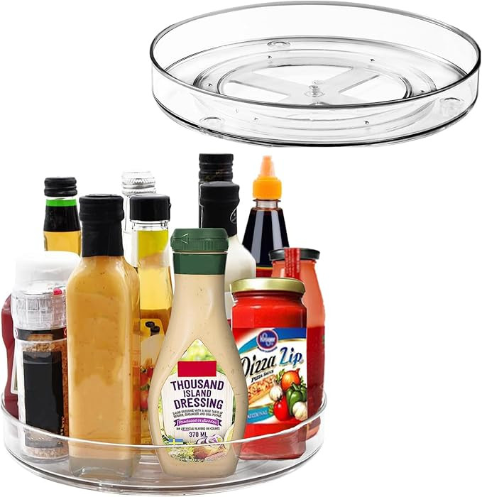 2 Pack Clear Lazy Susan Organizer Turntable, 10.6 & 9.25 Inch Acrylic Lazy Susan Turntable for Ca... | Amazon (US)