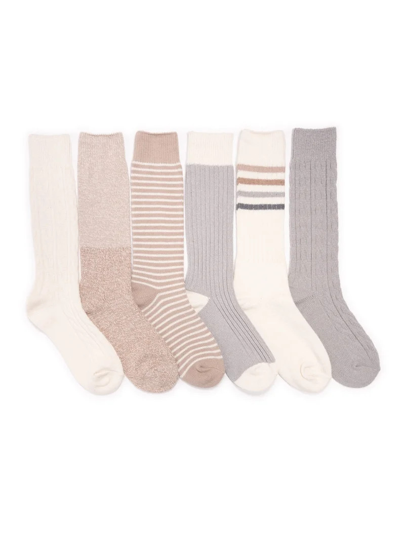 MUK LUKS Women's Mid-Calf Tall Boot Socks, 6-Pack, Fits Shoe Sizes 6-11 | Walmart (US)