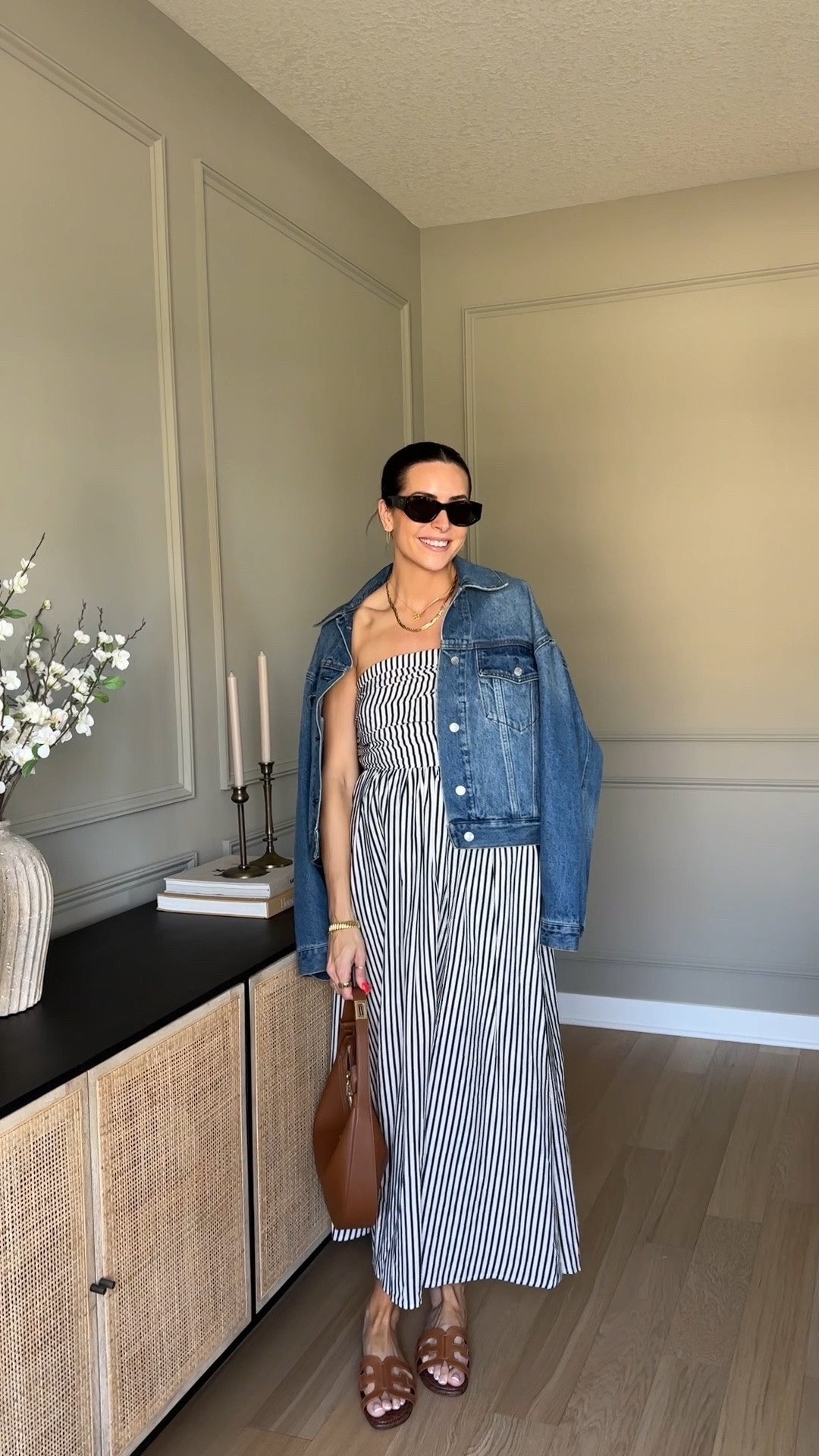 Wore this outfit to a shower recently! Got a lot of compliments on this dress (and it has pockets 🙌🏼). Runs true to size (wearing a S) and code taybrown15 will work for 15% off! 
Denim jacket is a staple— fav one I’ve ever owned! Wearing my true S and it has an oversized fit. 
Miranda Frye code STYLED 
Electric Picks code TAYLOR20
Slide sandals: true to size
Amazon handbag ❤️‍🔥 

Summer dress / Bump style / pregnancy outfit

#LTKVideo #LTKItBag #LTKBump