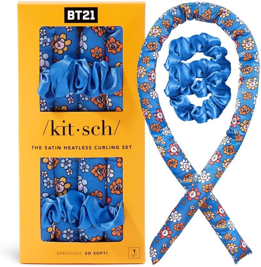 BT21 x Kitsch Satin Heatless Curling Set - Overnight Hair Curlers to Sleep in, Heatless Curls, He... | Amazon (US)