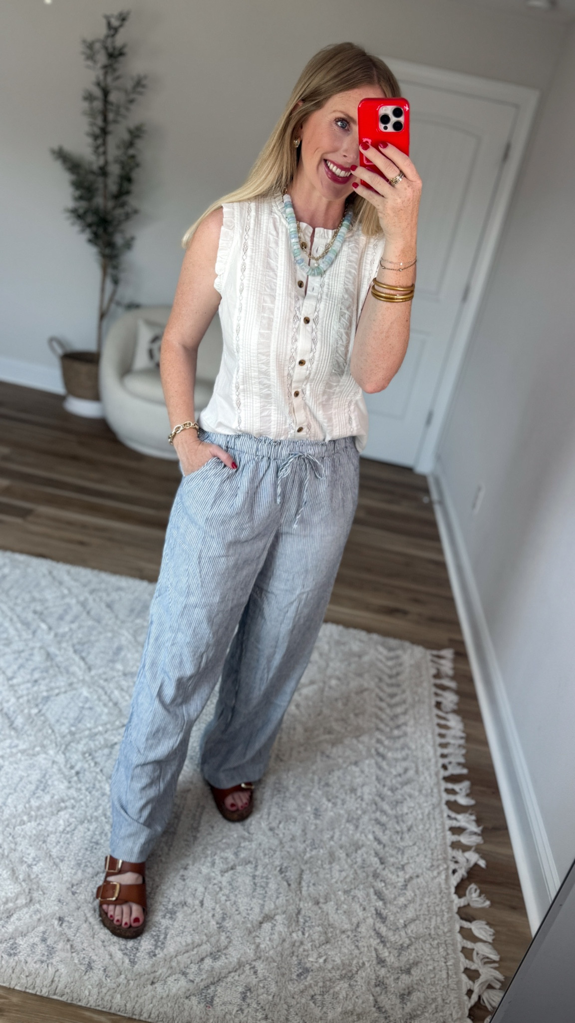 Daily try on, Walmart outfit, Walmart fashion, Walmart try on, time and tru, linen pants 

Small in both

#LTKootd #LTKmomlife