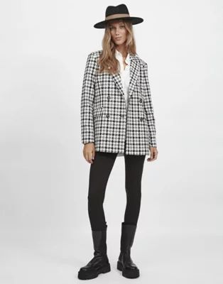 Vila tailored suit blazer & skirt in mono boucle check | ASOS (Global)