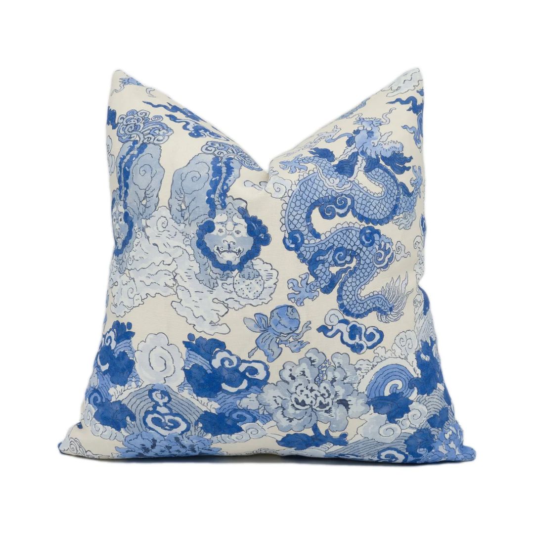 Schumacher Magic Mountain Dragon Porcelain Fantastical Exotic Statement Cushion Cover Handmade Th... | Etsy (US)