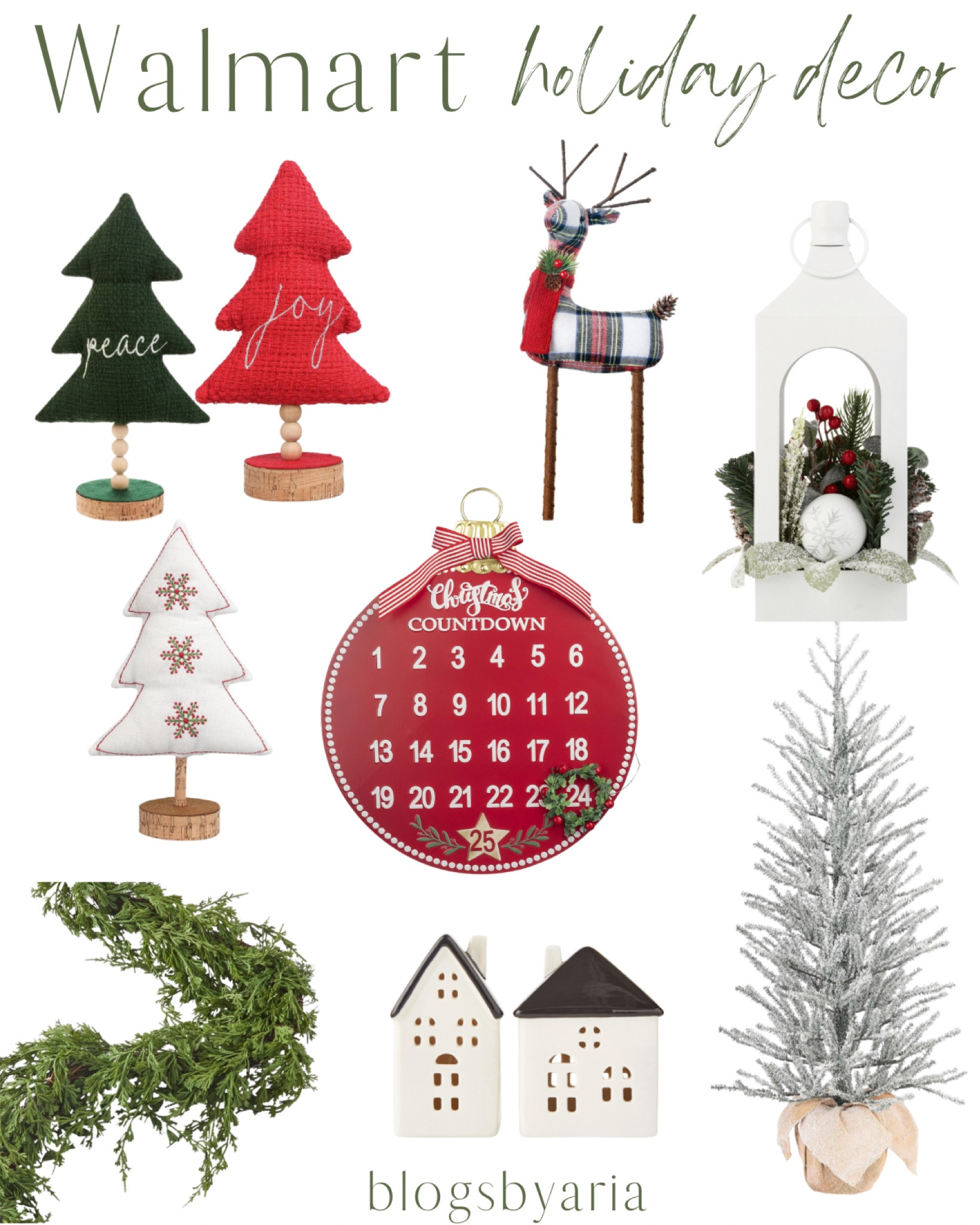 Walmart holiday decor finds. Affordable Christmas decorations from Walmart including this snowy burlap tree that I have. I also have a few of the tabletop trees and plaid reindeer. Love this Christmas countdown. Christmas lantern. Christmas garland. 

#christmasdecor #walmartchristmas #walmartholiday #garland #christmasgarland #flockedtree #christmasdecorations #christmaslantern #lantern #ltkseasonal 

#LTKunder50 #LTKunder100 #LTKsalealert #LTKhome #LTKHoliday