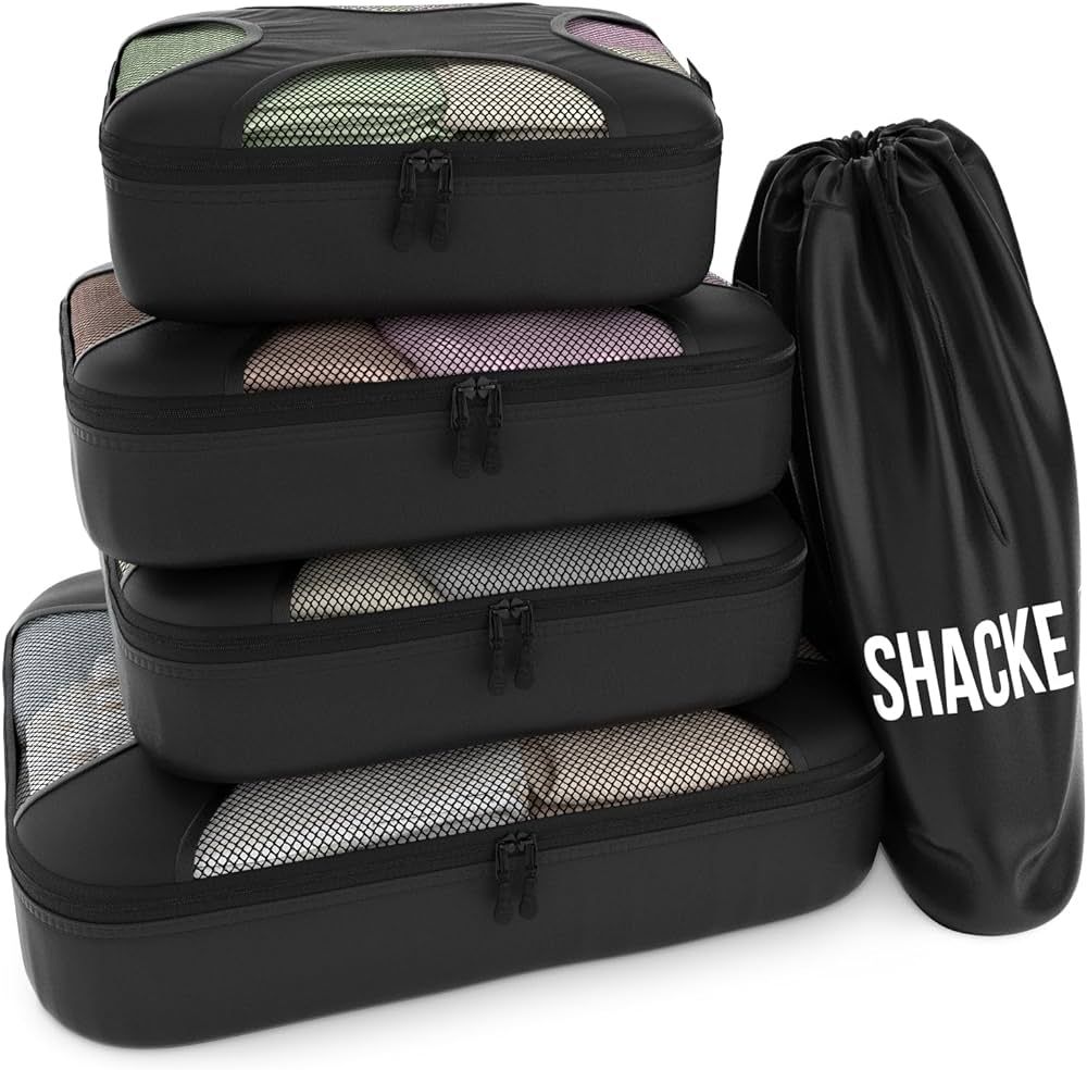 Shacke Pak - 5 Set Packing Cubes - Travel Organizers with Laundry Bag (Black) | Amazon (US)