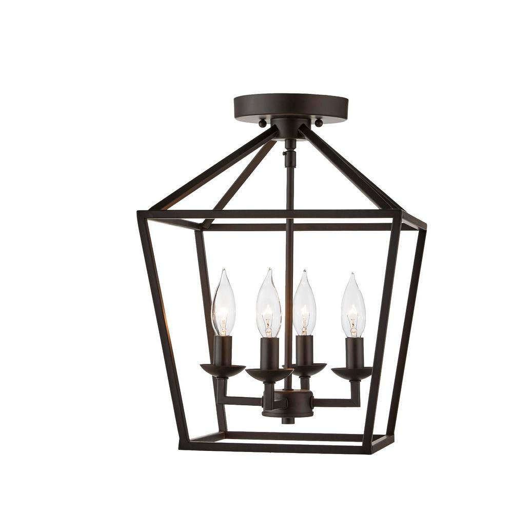 Home Decorators Collection Weyburn 16.5 in. 4-Light Bronze Semi-Flush Mount-C5596 - The Home Depo... | The Home Depot