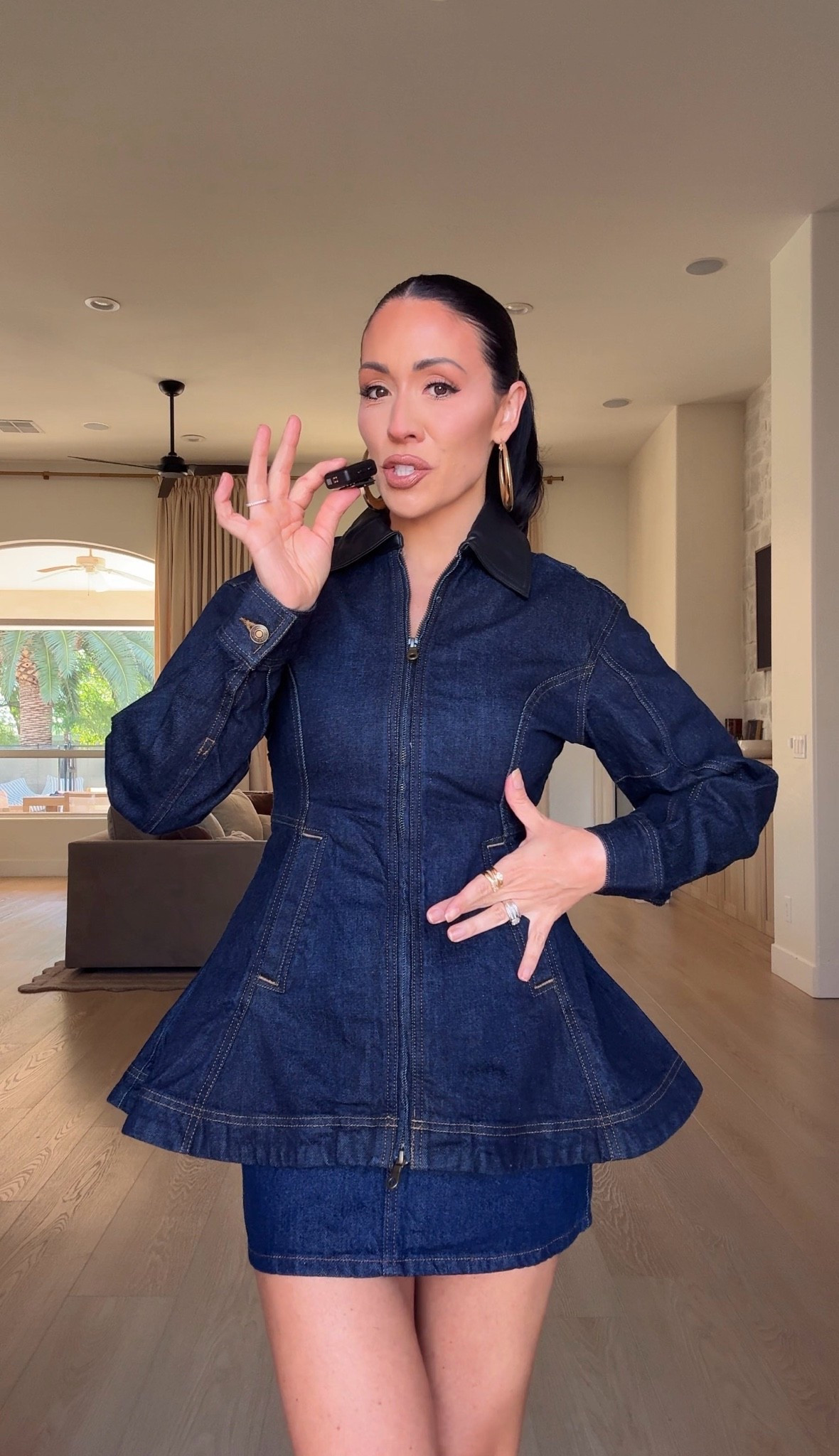 Walmart fashion outfit idea // 
Walmart denim jacket size XS 
Denim skort size XS