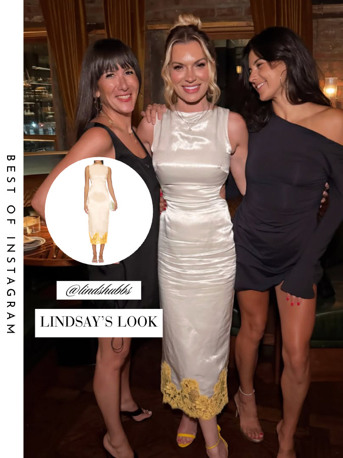 Lindsay Hubbard's Metallic Lace Hem Dress 📸= @lindshubbs 

 