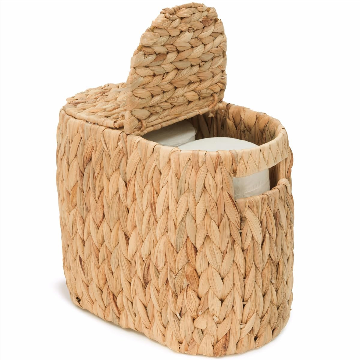 Toilet Paper Basket with Lid, Woven Natural Water Hyacinth Toilet Paper Storage, Papers Container... | Amazon (US)