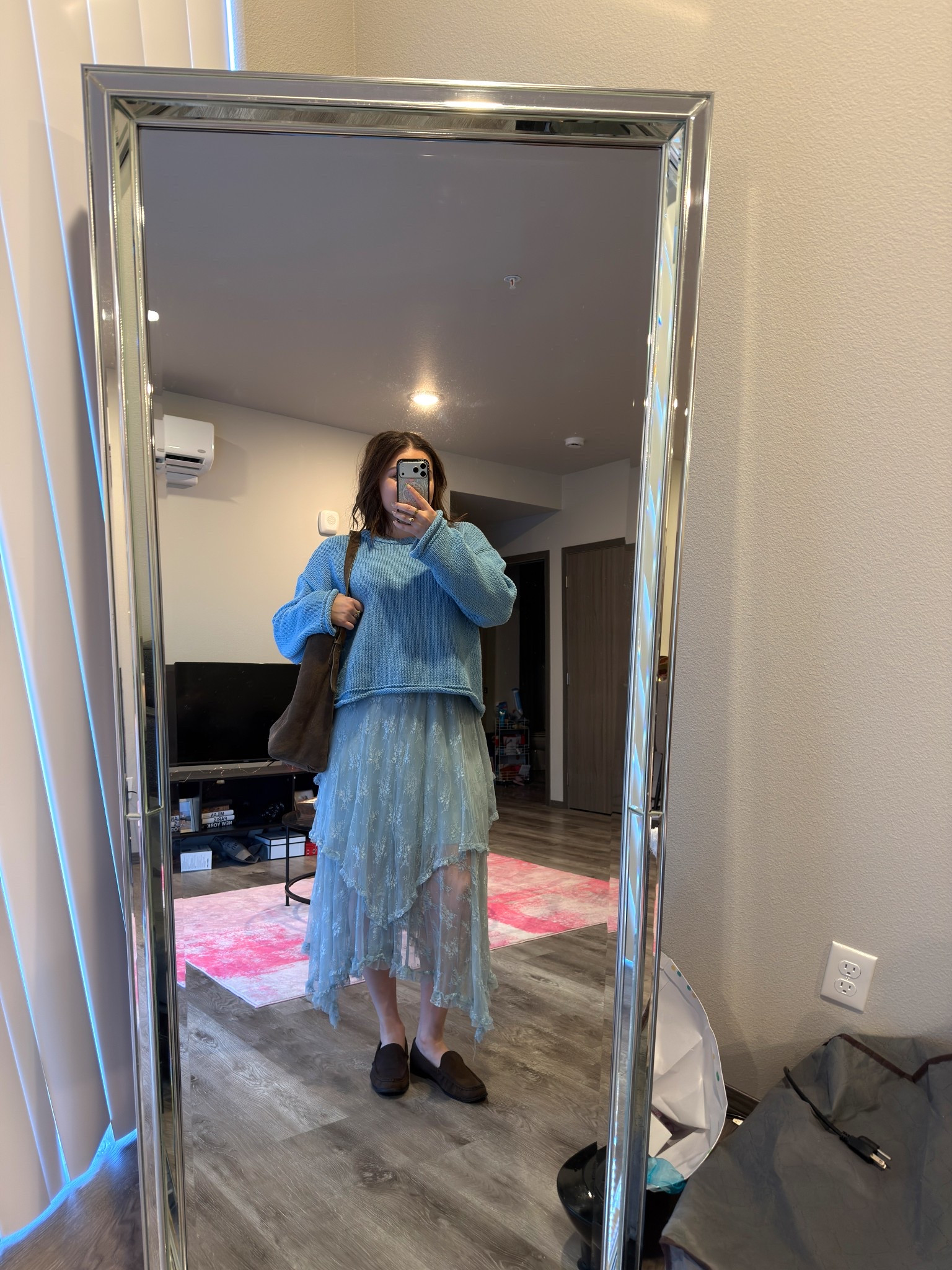 Feeling blue for church today 🩵  Loving this new sweater especially paired with a blue skirt!

I’m wearing a M sweater, size L skirt and size 9 loafers

#LTKootd #LTKSpringSale #LTKMidsize
