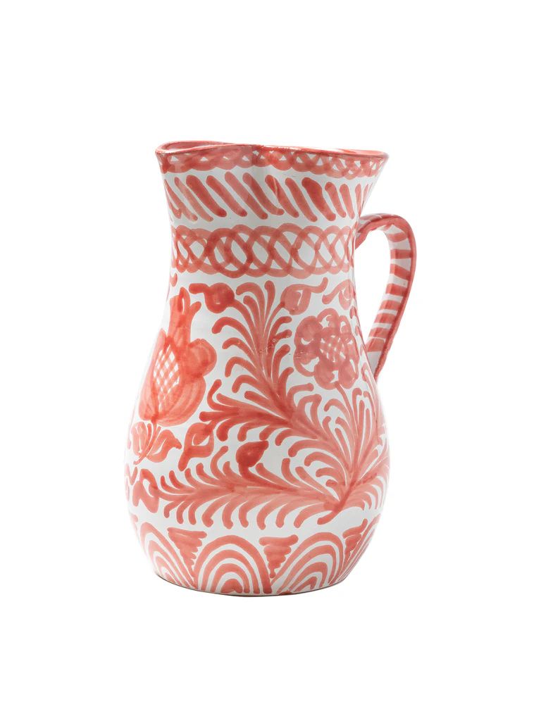 Casa Coral Large Pitcher with Hand-painted Designs | Over The Moon