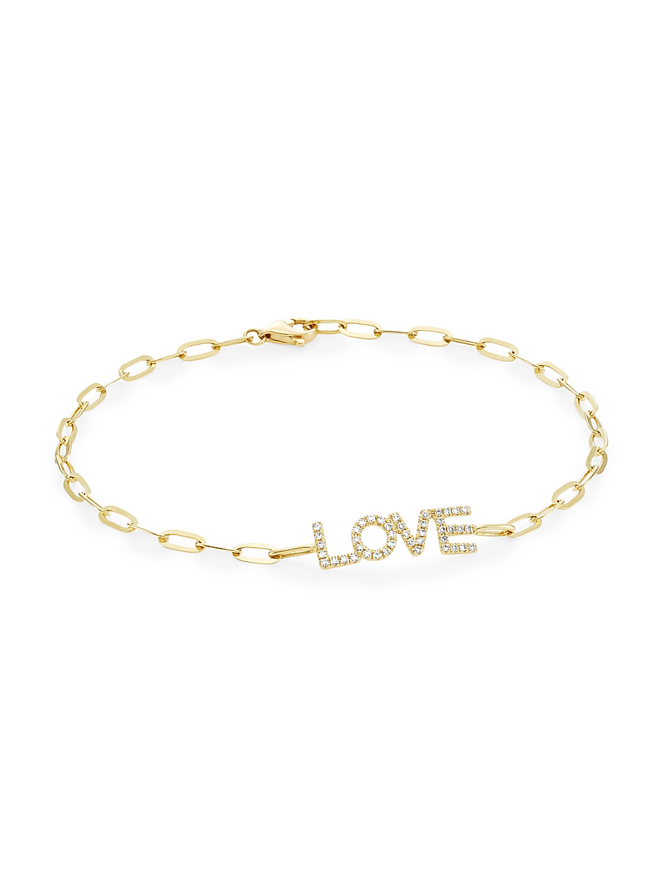 14K Yellow Gold & Diamond "Love" Charm Bracelet | Saks Fifth Avenue