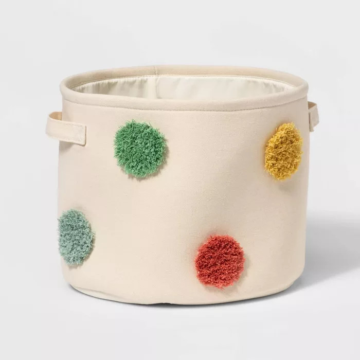 Tufted Canvas Storage Bin - Cloud Island™ Polka Dot M | Target