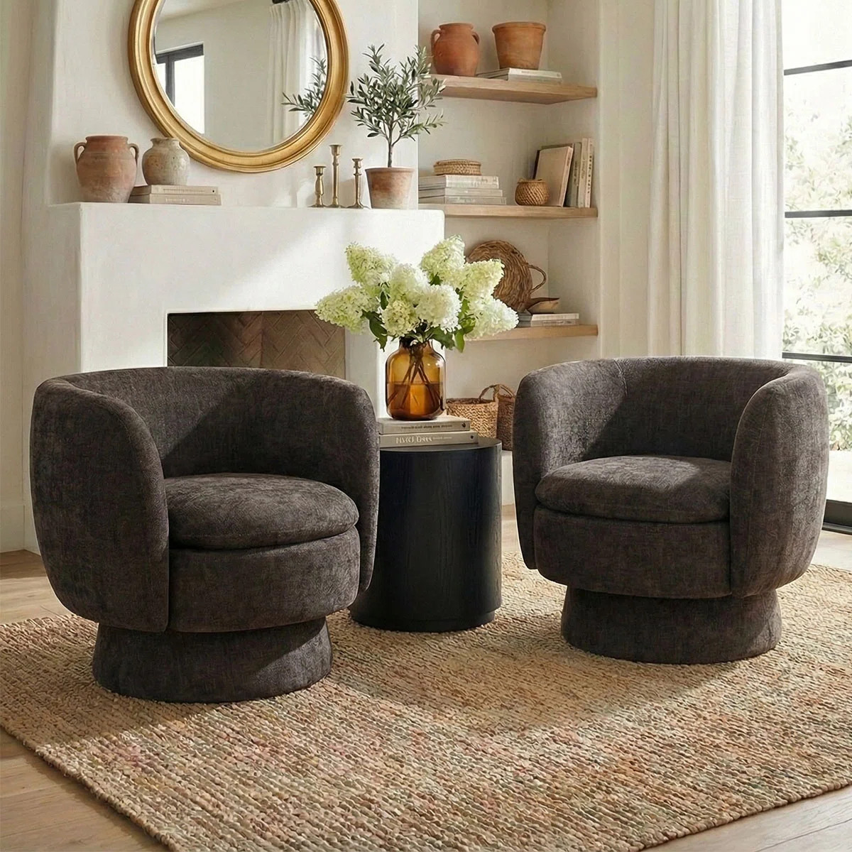 31" Wide Upholstered Swivel Barrel Accent Armchair - 360° Rotation (Set Of 2) | Wayfair North America
