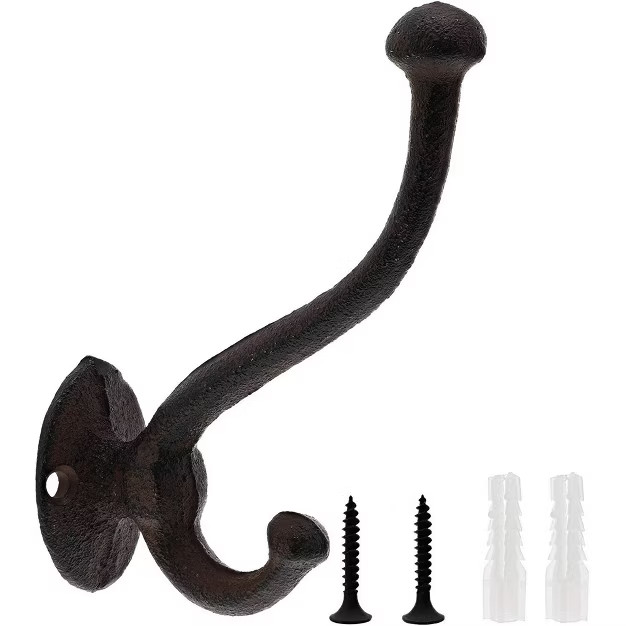 Juvale 4-Pack Decorative Wall Hooks, Wall Mount Rustic Cast Iron Coat Hat Hooks, Black, 5.3” Ta... | Target