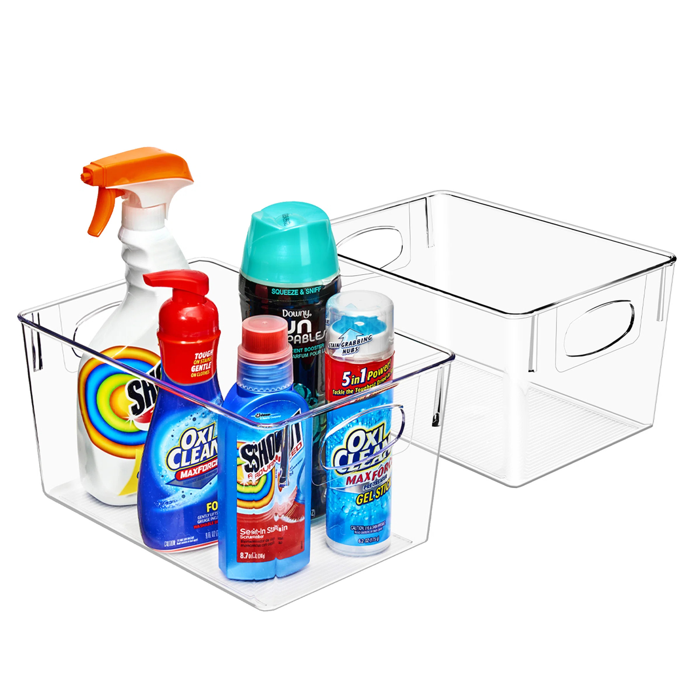Rebrilliant 2 Pack Small Storage Bins Clear Plastic Organizer Container Holders with Handles for ... | Wayfair North America