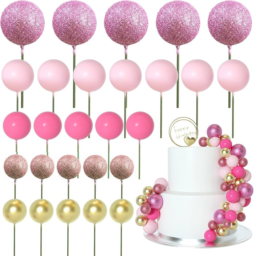 ASTARON 50 Pcs Ball Cake Topper Sticks Mini Balloons for Cake Decoration | Amazon (US)