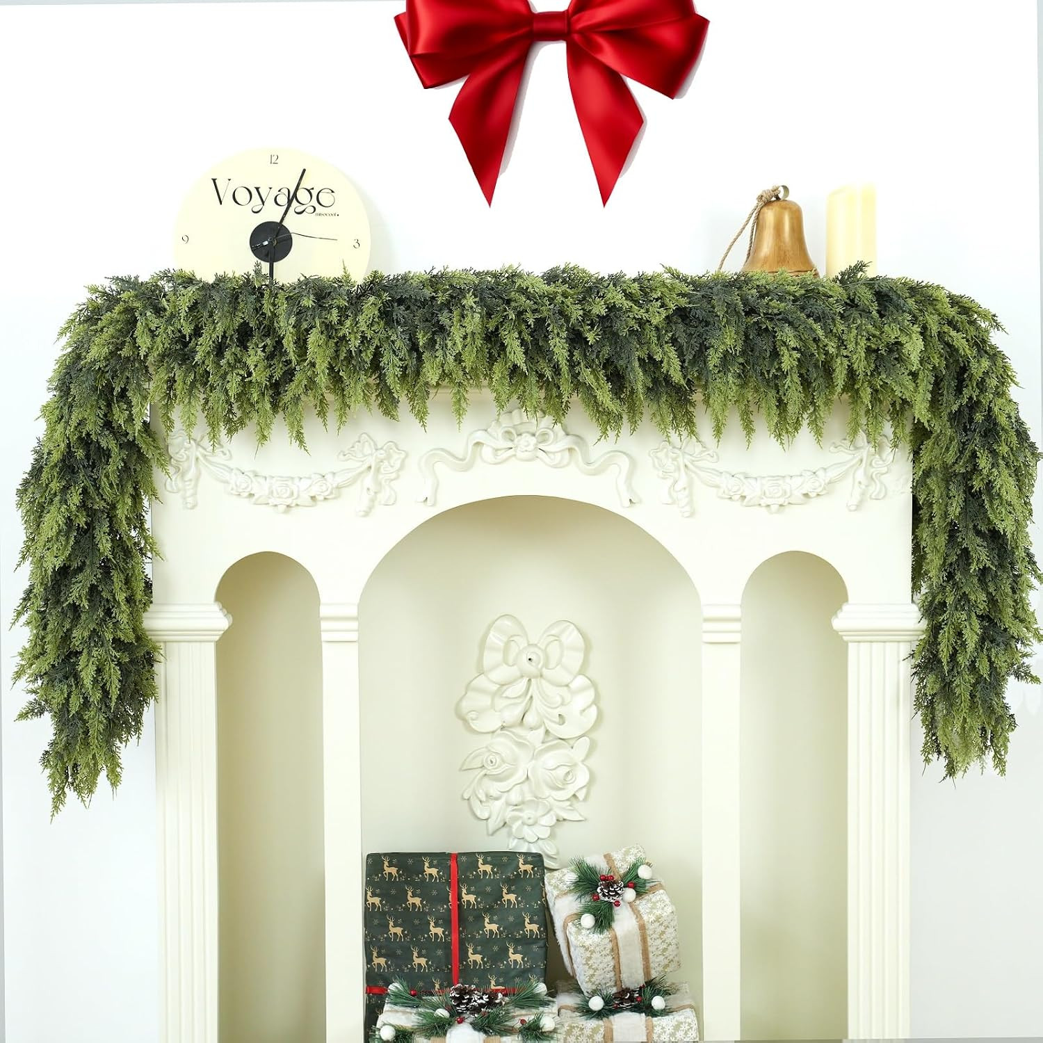 Tasruwat Deluxe 9 FT Artificial Christmas Cedar Garland 240 Larger Tips | Amazon (US)