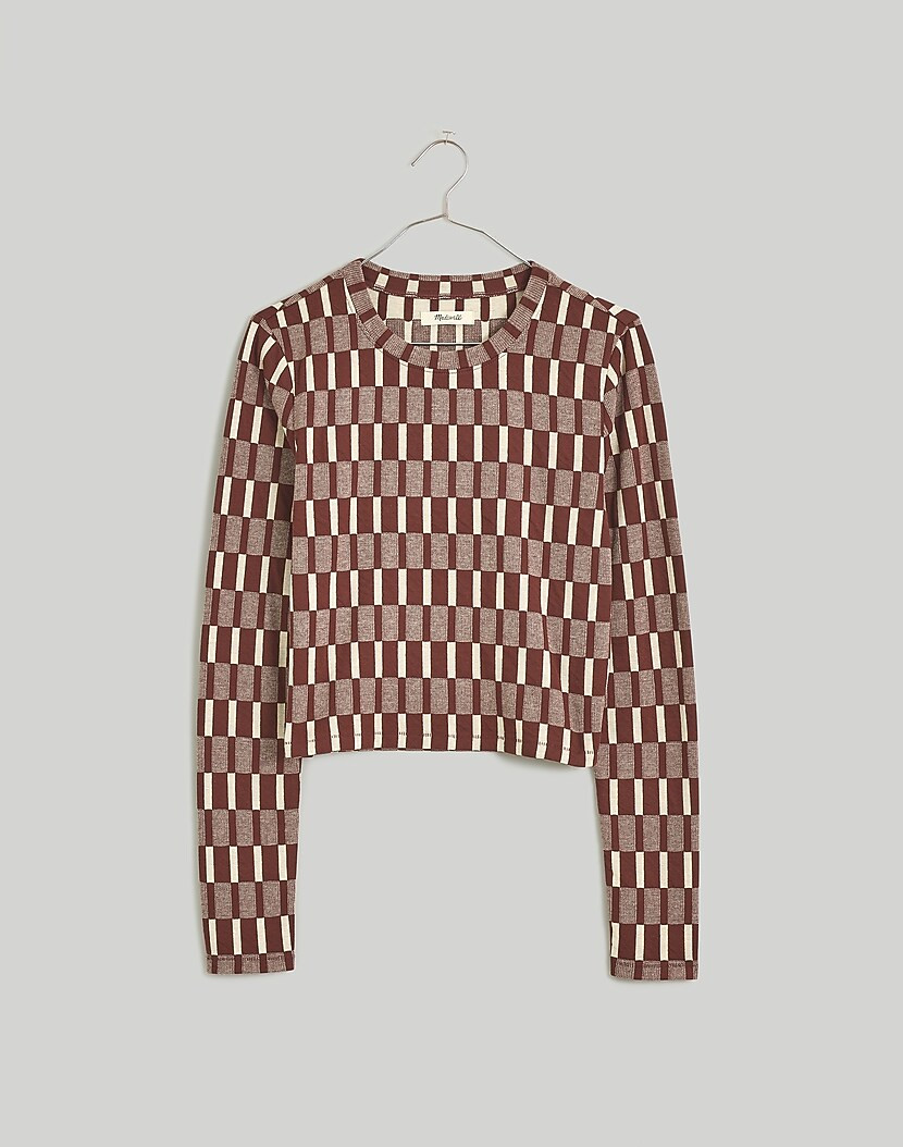 Crewneck Long-Sleeve Tee in Check | Madewell