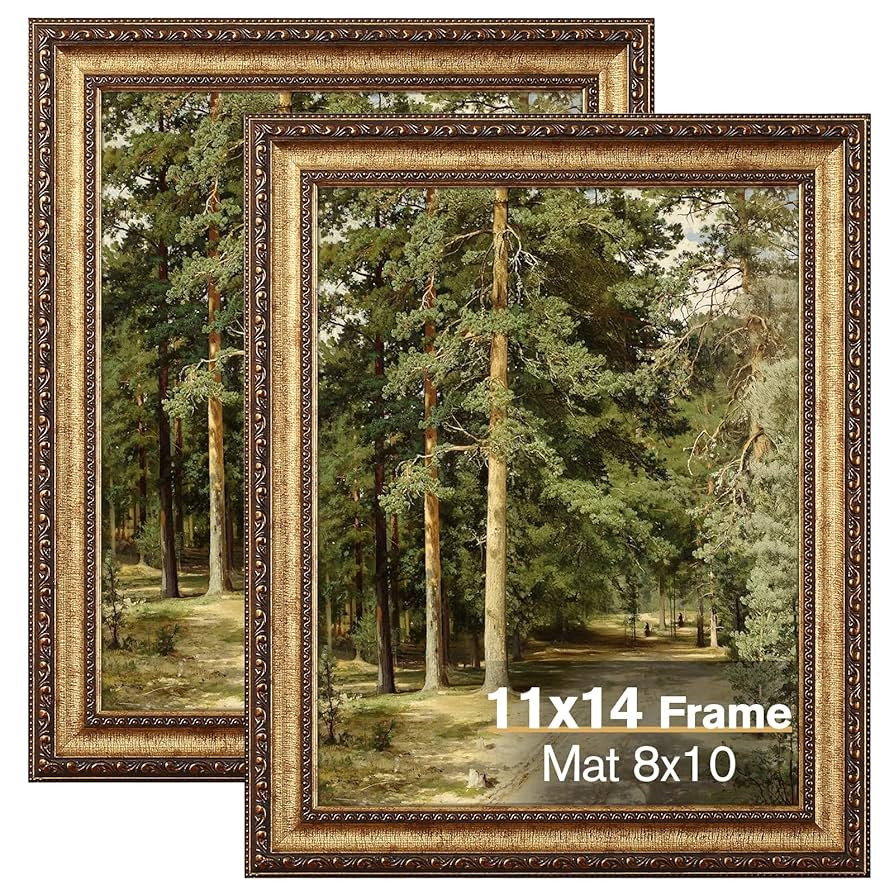 11x14 Gold Picture Frame, 2 Pack Ornate Vintage Picture Frames for Wall or Tabletop Display, 11x1... | Amazon (US)