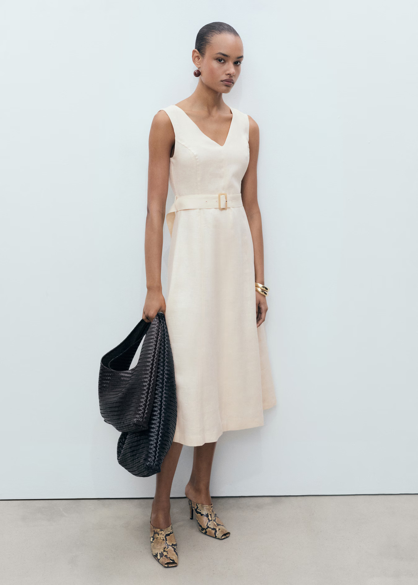 Belt linen dress - Women | MANGO USA | Mango (US/MX/AU)
