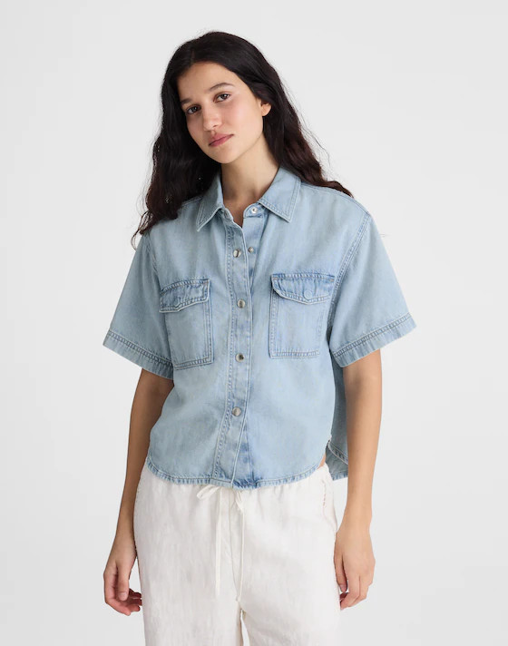 Airy Denim Utility-Pocket Shirt in Foster Wash | Madewell