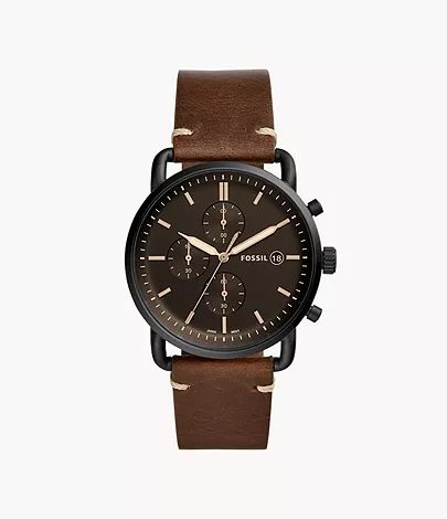 The Commuter Chronograph Brown Leather Watch | Fossil (US)