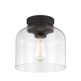 Feiss Hounslow 9 in. W. 1-Light Oil Rubbed Bronze Flush Mount FM404ORB - The Home Depot | The Home Depot