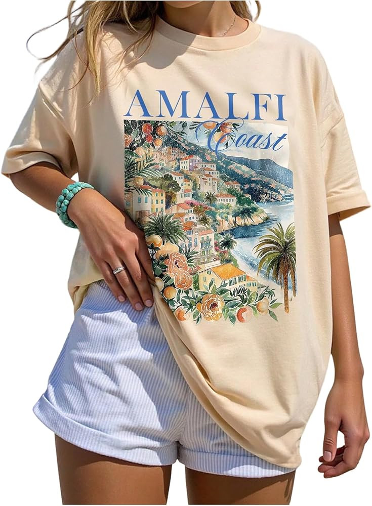 SOLY HUX Women's Oversized Graphic Tees Drop Shoulder Half Sleeve Loose Casual T Shirt Tops | Amazon (US)