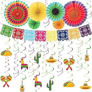 43 PCS Cinco De Mayo Decorations, Fiesta Party Decorations Fiesta Banner Fiesta Hanging Swirls Fi... | Amazon (US)