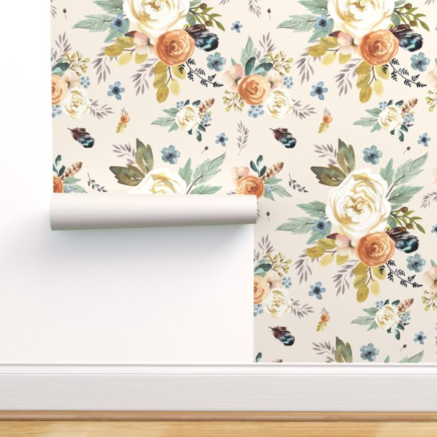 Peel-and-Stick Removable Wallpaper Boho Watercolor Floral Woodland Floral | Walmart (US)