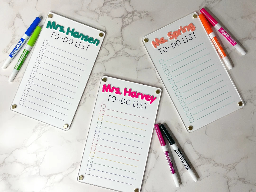 PERSONALIZED TODO LIST - Teacher Appreciation Gift - Colorful Acrylic Dry Erase To-do List - Etsy | Etsy (US)