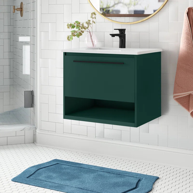 Anspach 24'' Wall Mounted Single Bathroom Vanity with Engineered Marble Top | Wayfair North America