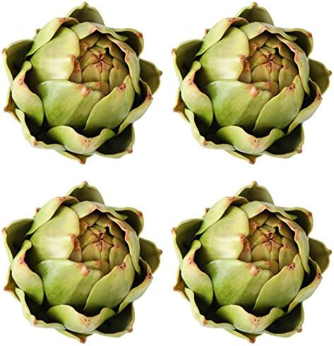 [4-Pack] Large Green Faux Artichokes - Artificial Vegetables and Fake Fruits for Kitchen Decorati... | Amazon (US)