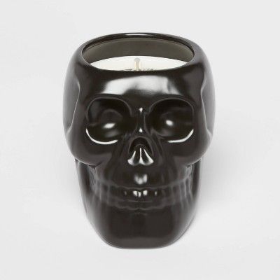 38oz XL Ceramic Skull Figural Candle Black - Threshold™ | Target