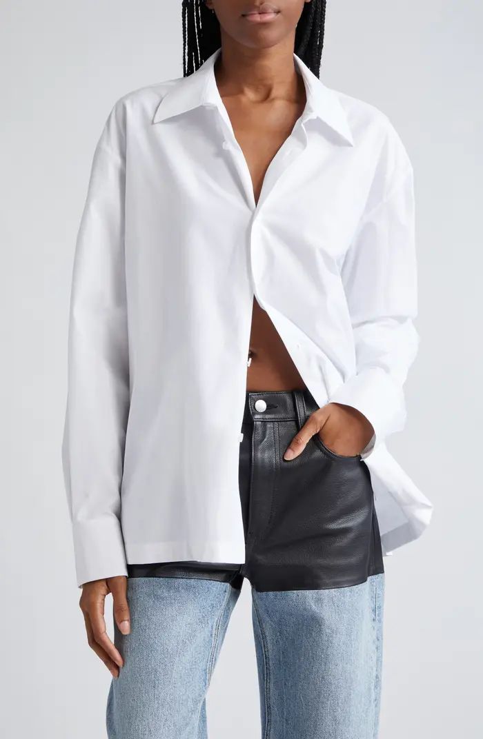 Alexander Wang Apple Patch Cotton Button-Up Shirt | Nordstrom | Nordstrom