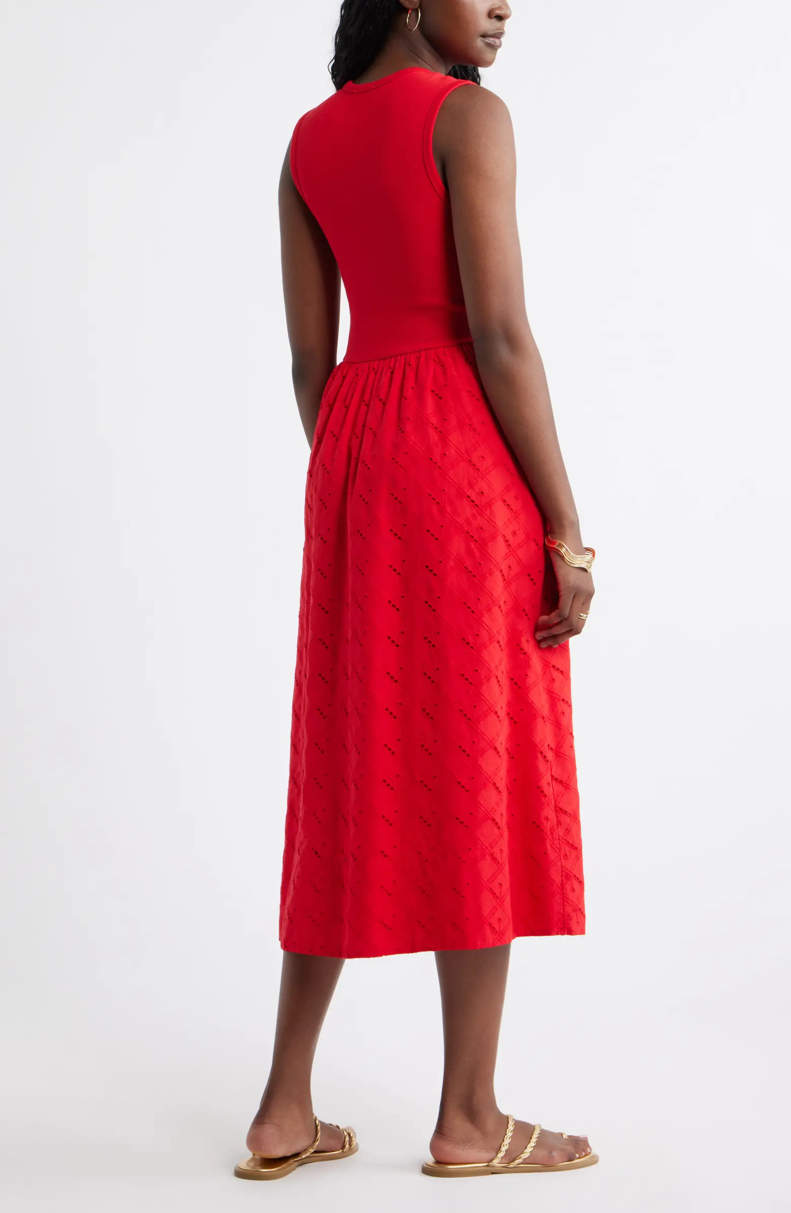 Caslon® Mixed Media Midi Dress | Nordstrom | Nordstrom