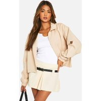 Womens Cropped Funnel Neck Bomber Jacket - Beige - 10 | boohoo (US & Canada)