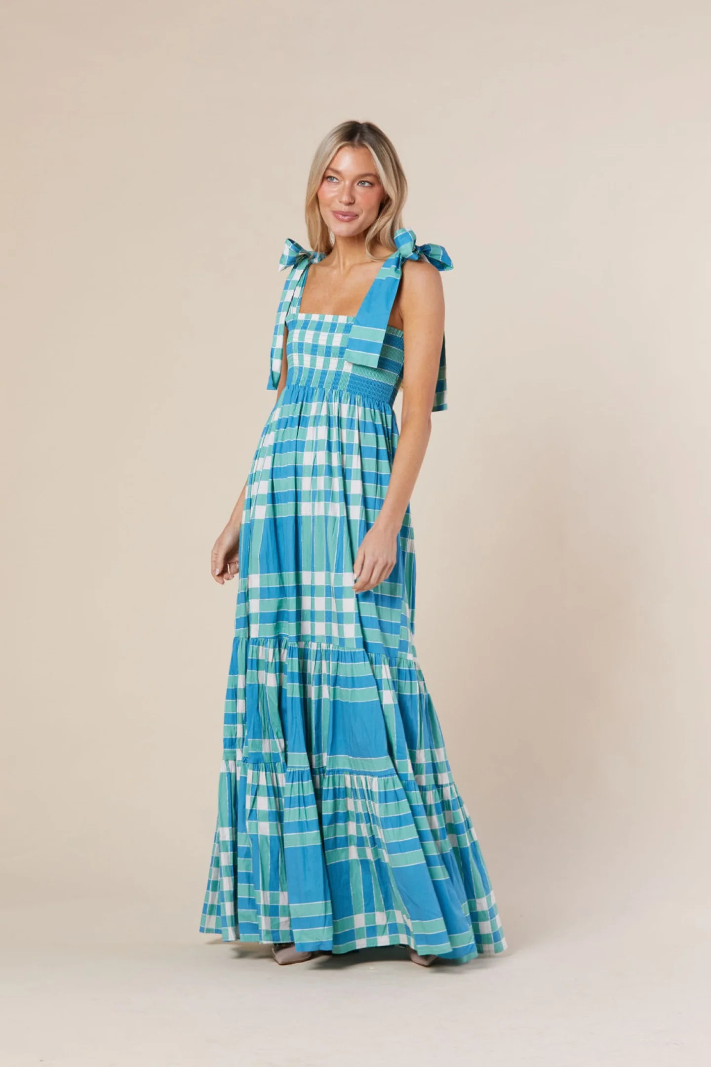 Kelly Dress in Blue + Green Gingham | Sheridan French