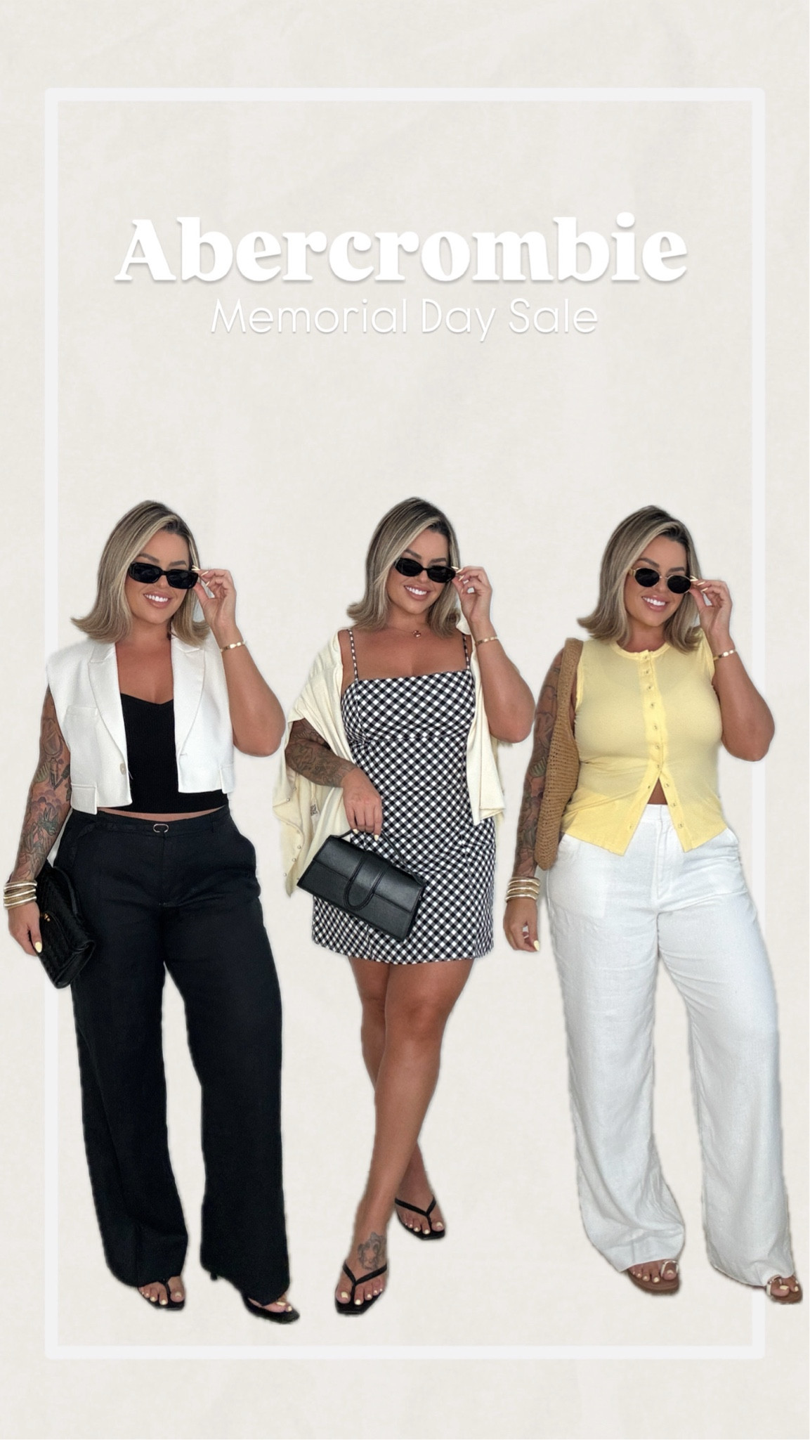 Stackable code AFSUMMER for extra 15% off on Abercrombie items 

Black pants 31L 
Black tube top L 
Vest XL 
Dress L reg
Yellow cover up sweater xl 
Yellow top L 
White pants 31 L 
Sandals TTS 

#Linen #Yellow #Abercrombie #Sale #Dress #pants 

#LTKMidsize #LTKFindsUnder100 #LTKSaleAlert