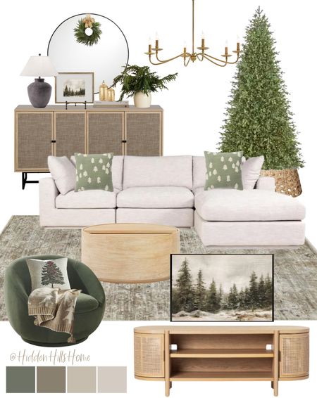 Christmas living room decor, holiday home decor, Christmas decor, living room mood board, Christmas tree #holiday #homedecor

#LTKhome #LTKHoliday #LTKsalealert