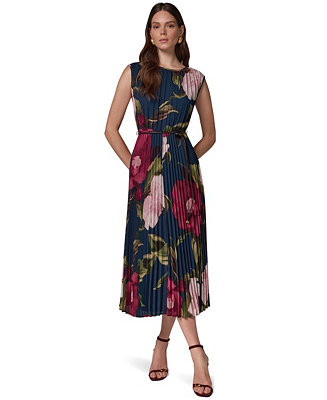 Women's Cap Sleeve Floral Chiffon A-Line Midi Dress | Macy's