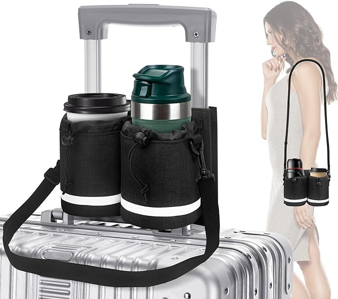 Amazon.com: TaihuaXin Luggage Cup Holder Travel Bag with Shoulder Strap, Fits on Suitcase Handles... | Amazon (US)