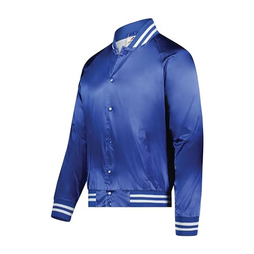 Augusta Sportswear Augusta Satin Baseball Jacket/Striped Trim, Royal/White, Large | Amazon (US)