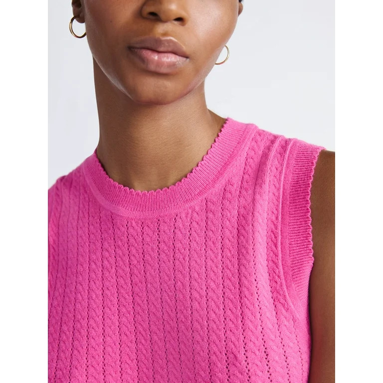 Free Assembly Women's Cozy Yarn Cable Sweater Shell, Sizes XS-XXL | Walmart (US)