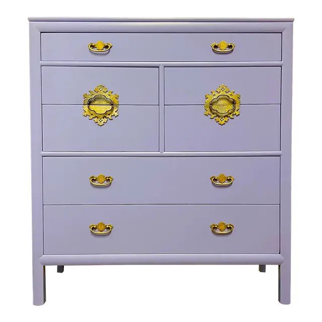 Century Furniture Chinoiserie Highboy in Lilac | Chairish