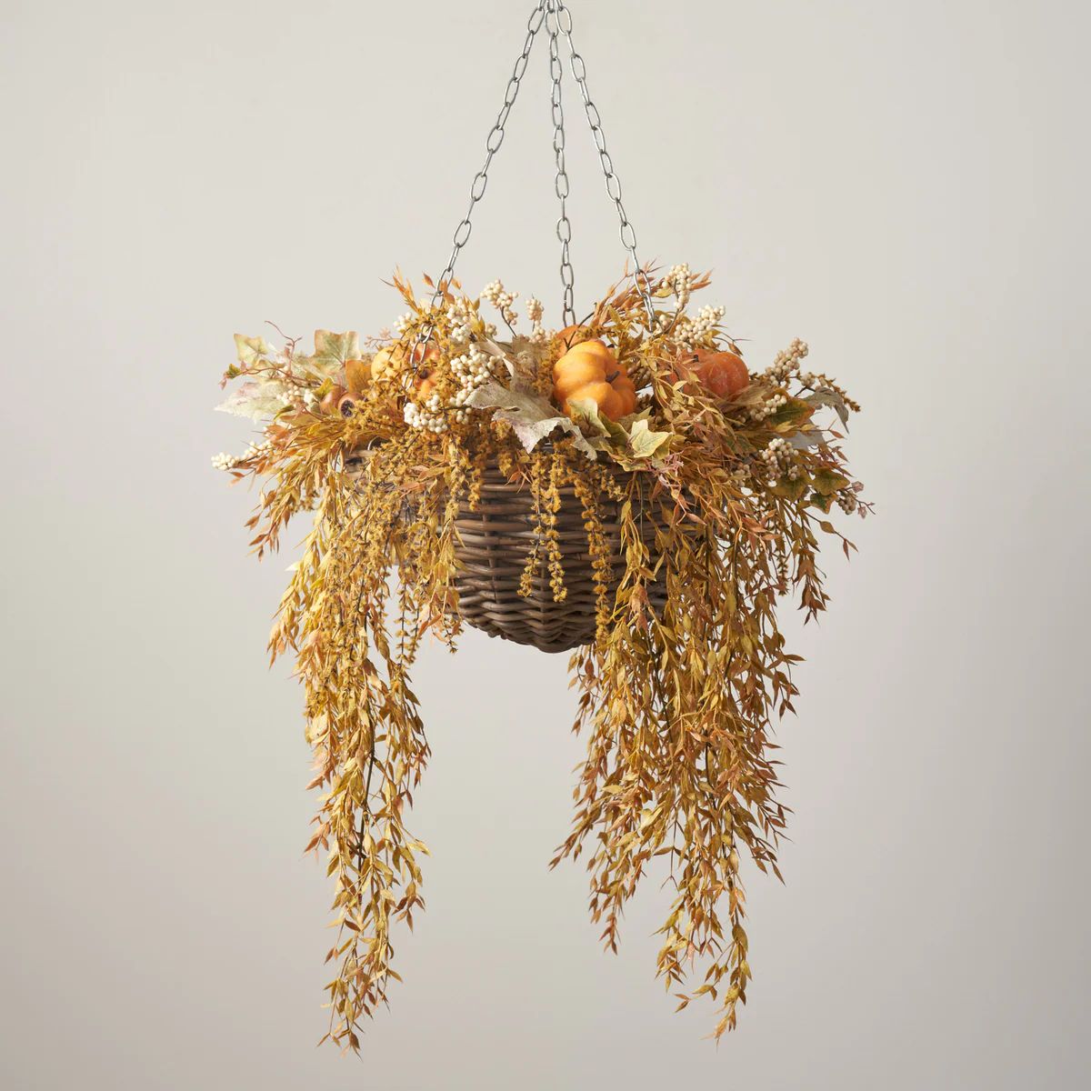 Fall Harvest Pumpkin Hanging Basket Fall Floral Arrangement Swag | Darby Creek Trading