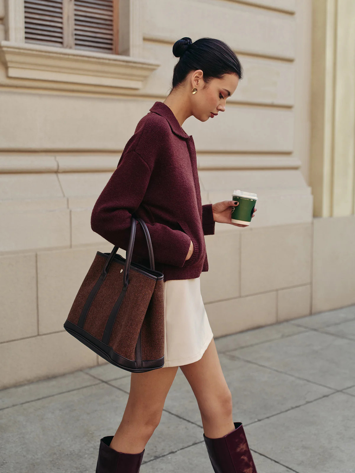 Plain Zipper Polo Cardigan | Commense