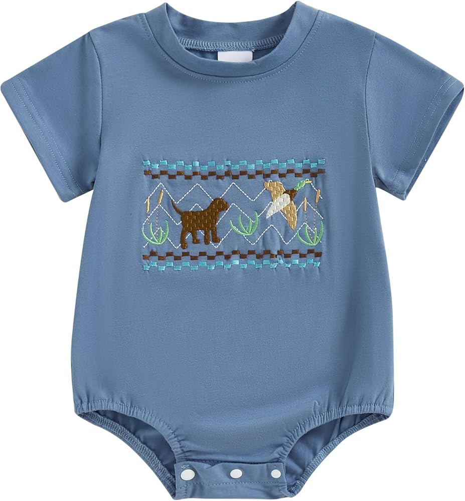 Bagilaanoe Newborn Baby Boy Summer Romper Short Sleeve Bodysuit Plaid Mallard Duck Jumpsuits Summ... | Amazon (US)