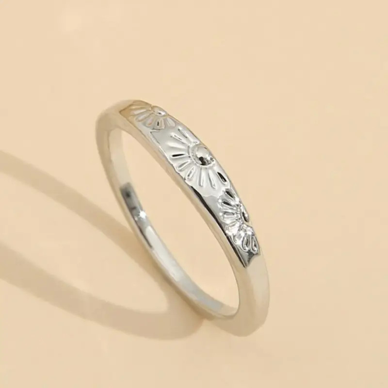 Vintage Ring 14k Plated Carved Sunrise Surface Suitable Men - Temu | Temu Affiliate Program